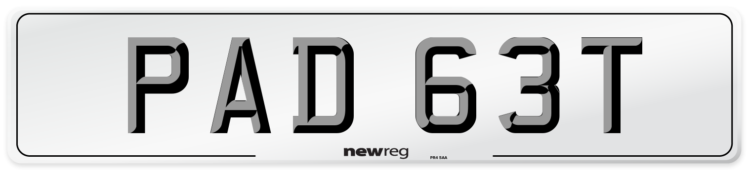 PAD 63T Number Plate from New Reg